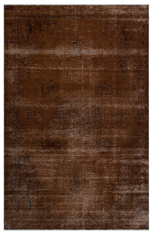 Brown Over Dyed Vintage Rug 6'2'' x 9'6'' ft 188 x 290 cm
