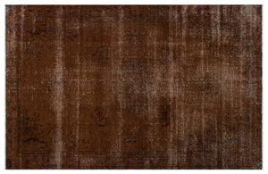 Brown Over Dyed Vintage Rug 6'2'' x 9'6'' ft 188 x 290 cm