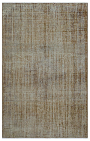 Brown Over Dyed Vintage Rug 5'5'' x 8'7'' ft 165 x 262 cm