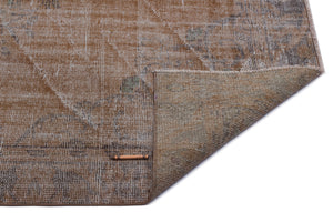 Brown Over Dyed Vintage Rug 5'7'' x 9'3'' ft 169 x 283 cm