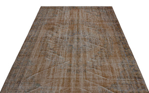 Brown Over Dyed Vintage Rug 5'7'' x 9'3'' ft 169 x 283 cm