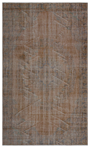 Brown Over Dyed Vintage Rug 5'7'' x 9'3'' ft 169 x 283 cm