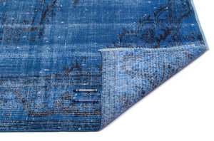 Blue Over Dyed Vintage Rug 5'5'' x 8'10'' ft 165 x 268 cm