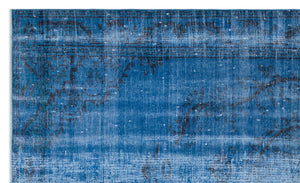 Blue Over Dyed Vintage Rug 5'5'' x 8'10'' ft 165 x 268 cm