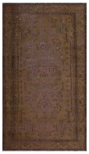 Brown Over Dyed Vintage Rug 4'11'' x 8'6'' ft 150 x 260 cm