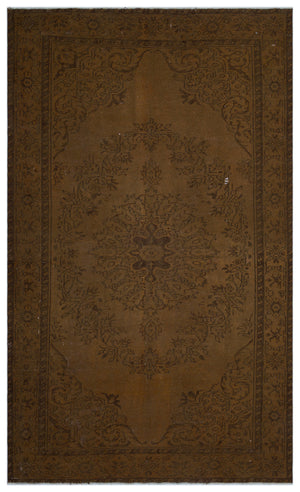 Brown Over Dyed Vintage Rug 6'3'' x 10'2'' ft 190 x 310 cm