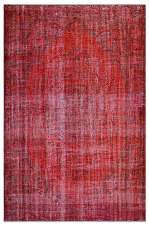 Orange Over Dyed Vintage Rug 6'1'' x 9'5'' ft 185 x 286 cm