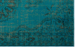 Turquoise Over Dyed Vintage Rug 5'8'' x 9'1'' ft 172 x 278 cm