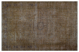 Brown Over Dyed Vintage Rug 6'0'' x 9'4'' ft 184 x 284 cm