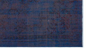Blue Over Dyed Vintage Rug 4'10'' x 8'7'' ft 148 x 262 cm