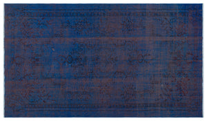 Blue Over Dyed Vintage Rug 4'10'' x 8'7'' ft 148 x 262 cm