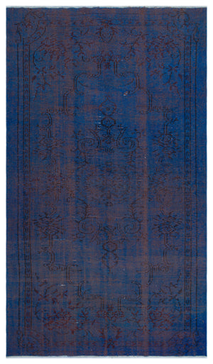 Blue Over Dyed Vintage Rug 4'10'' x 8'7'' ft 148 x 262 cm