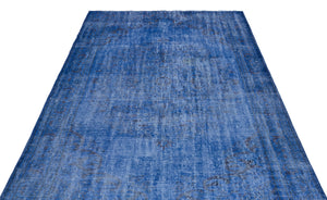 Blue Over Dyed Vintage Rug 5'4'' x 8'8'' ft 163 x 263 cm