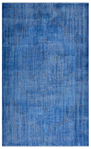 Blue Over Dyed Vintage Rug 5'4'' x 8'8'' ft 163 x 263 cm