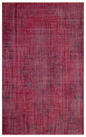 Red Over Dyed Vintage Rug 5'8'' x 8'12'' ft 173 x 274 cm