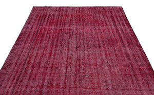 Red Over Dyed Vintage Rug 6'6'' x 9'0'' ft 197 x 275 cm