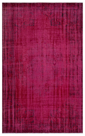 Red Over Dyed Vintage Rug 5'10'' x 9'5'' ft 177 x 287 cm