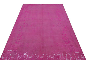 Fuchsia Over Dyed Vintage Rug 5'1'' x 8'6'' ft 155 x 258 cm