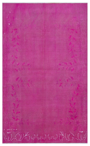 Fuchsia Over Dyed Vintage Rug 5'1'' x 8'6'' ft 155 x 258 cm