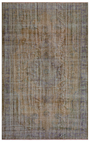 Brown Over Dyed Vintage Rug 6'1'' x 9'8'' ft 186 x 294 cm