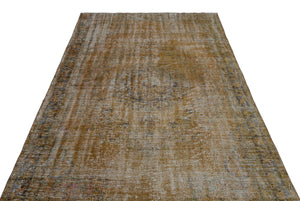 Brown Over Dyed Vintage Rug 5'3'' x 9'1'' ft 161 x 277 cm