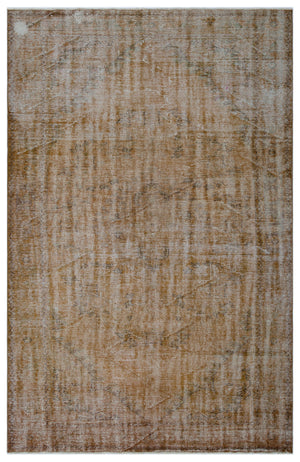 Brown Over Dyed Vintage Rug 6'2'' x 9'6'' ft 188 x 290 cm