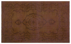 Brown Over Dyed Vintage Rug 5'5'' x 8'7'' ft 165 x 261 cm