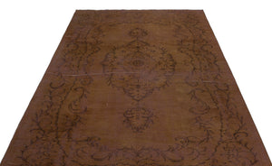 Brown Over Dyed Vintage Rug 5'5'' x 8'7'' ft 165 x 261 cm