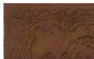 Brown Over Dyed Vintage Rug 5'5'' x 8'7'' ft 165 x 261 cm