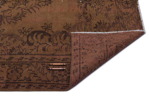 Brown Over Dyed Vintage Rug 4'11'' x 8'4'' ft 151 x 253 cm