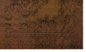 Brown Over Dyed Vintage Rug 4'11'' x 8'4'' ft 151 x 253 cm