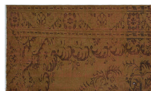 Brown Over Dyed Vintage Rug 4'11'' x 8'4'' ft 151 x 253 cm