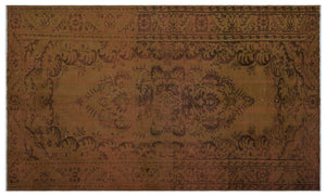 Brown Over Dyed Vintage Rug 4'11'' x 8'4'' ft 151 x 253 cm
