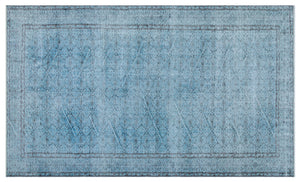 Blue Over Dyed Vintage Rug 5'5'' x 9'1'' ft 166 x 277 cm