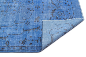 Blue Over Dyed Vintage Rug 4'6'' x 8'4'' ft 138 x 253 cm