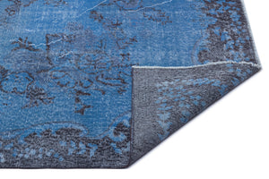 Blue Over Dyed Vintage Rug 5'8'' x 9'7'' ft 173 x 291 cm