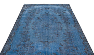 Blue Over Dyed Vintage Rug 5'8'' x 9'7'' ft 173 x 291 cm
