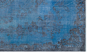 Blue Over Dyed Vintage Rug 5'8'' x 9'7'' ft 173 x 291 cm
