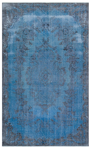 Blue Over Dyed Vintage Rug 5'8'' x 9'7'' ft 173 x 291 cm