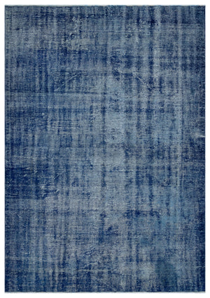 Blue Over Dyed Vintage Rug 6'2'' x 8'10'' ft 188 x 270 cm