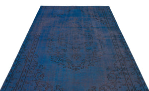 Blue Over Dyed Vintage Rug 5'5'' x 9'3'' ft 166 x 281 cm