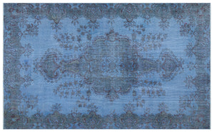 Blue Over Dyed Vintage Rug 5'6'' x 9'0'' ft 168 x 275 cm