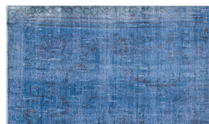 Blue Over Dyed Vintage Rug 5'3'' x 8'10'' ft 161 x 270 cm