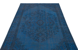 Blue Over Dyed Vintage Rug 4'11'' x 8'2'' ft 150 x 250 cm
