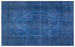 Blue Over Dyed Vintage Rug 5'6'' x 9'5'' ft 167 x 286 cm