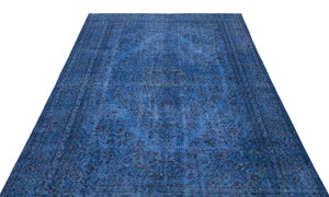 Blue Over Dyed Vintage Rug 5'6'' x 9'5'' ft 167 x 286 cm