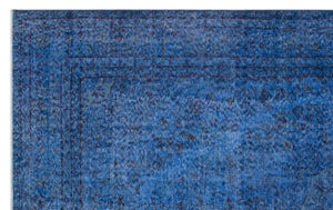 Blue Over Dyed Vintage Rug 5'6'' x 9'5'' ft 167 x 286 cm