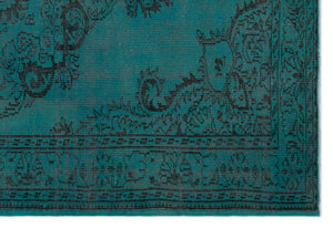 Turquoise Over Dyed Vintage Rug 5'10'' x 8'7'' ft 177 x 261 cm