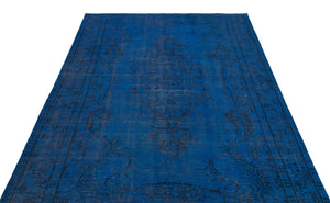 Blue Over Dyed Vintage Rug 5'6'' x 8'10'' ft 167 x 270 cm