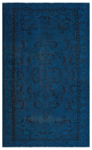 Blue Over Dyed Vintage Rug 5'4'' x 8'10'' ft 162 x 270 cm